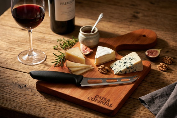 tabua com faca para queijos